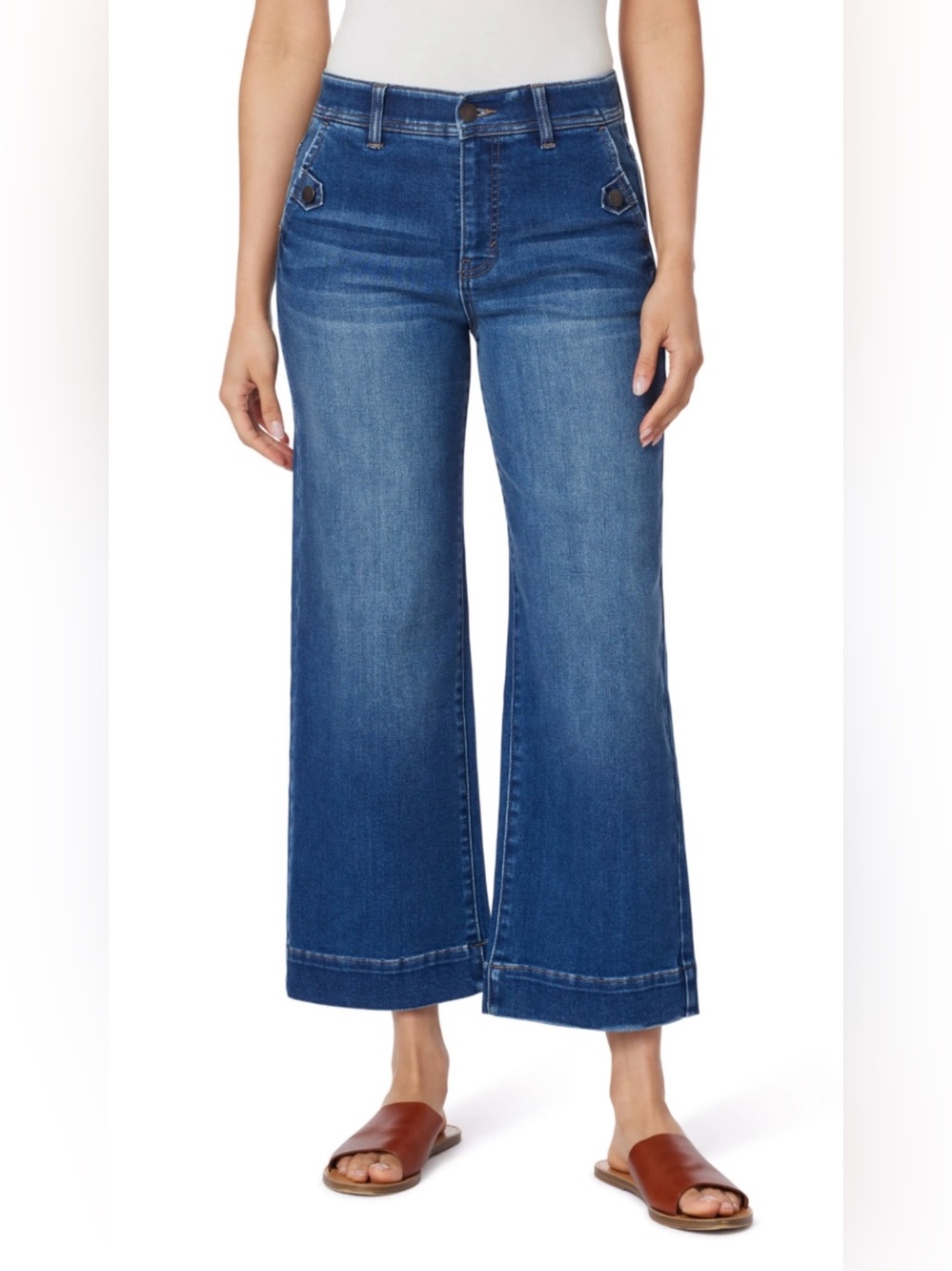 Curve Appeal French Riviera 27-Inch High Rise Crop Wide Leg Jeans